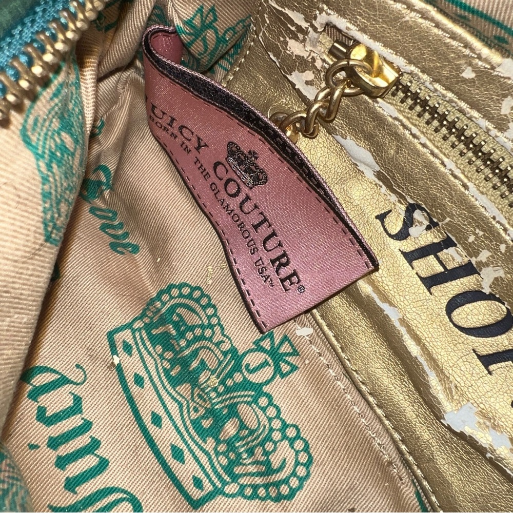 Vintage Green Juicy Couture Purse Handbag Barrel Bag Shoulder Bag Velour Y2K - Picture 8 of 8